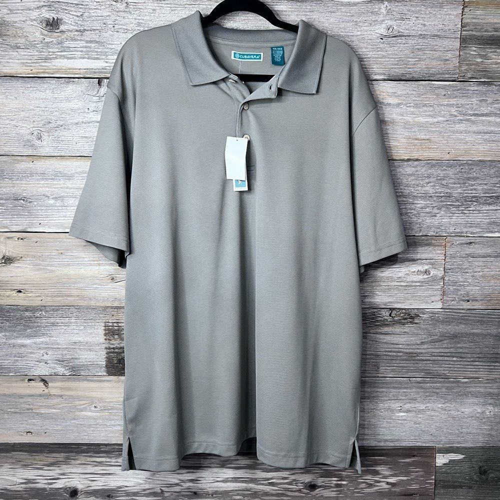 NWT Cubavera Ribbed Short Sleeve Polo XXL Steel Gray 💗